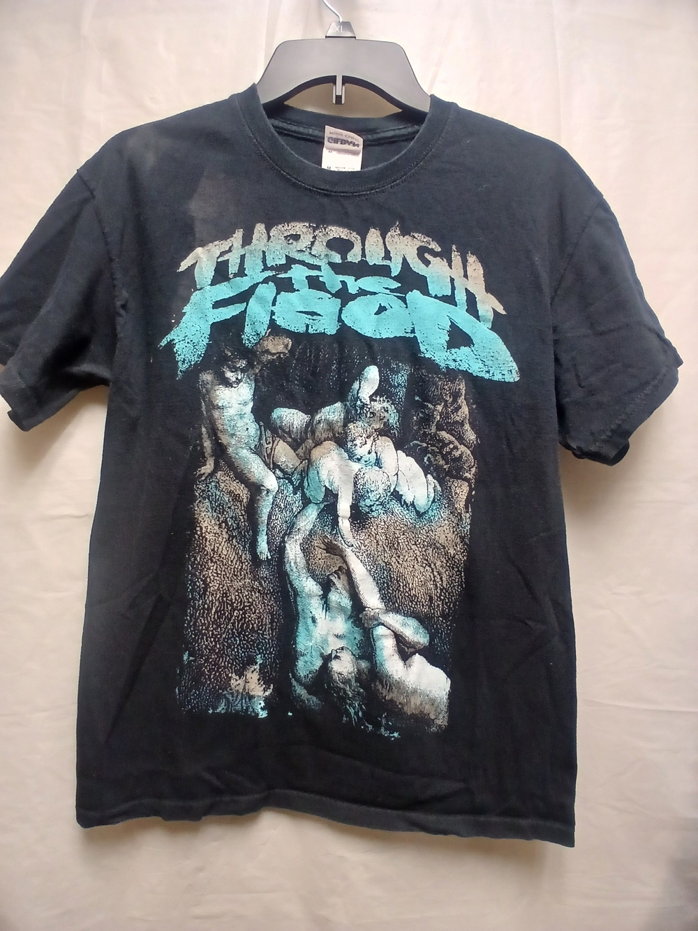 Gildan Black Short-Sleeve Tee with Bold Teal Graphic